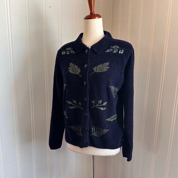 Vintage 90s/Y2K Blue Twee Cardigan Sweater S - Picture 3 of 6